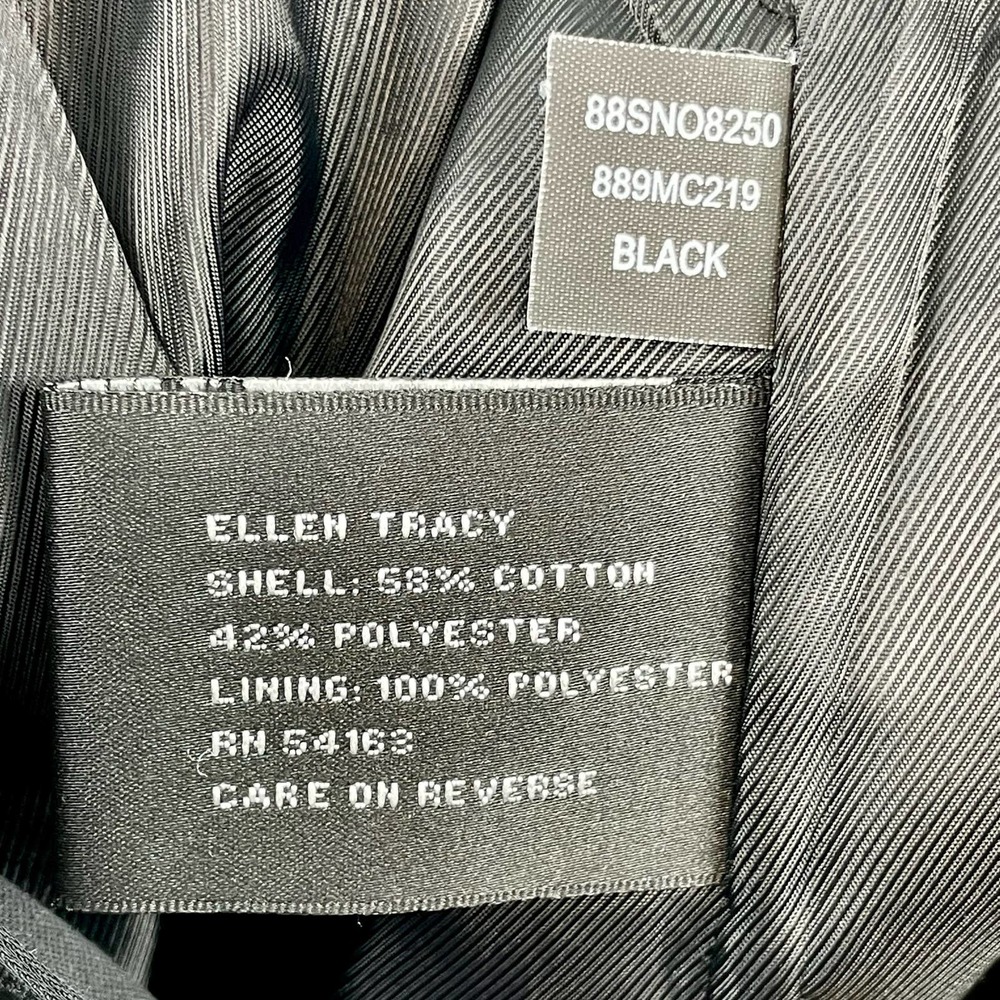 Ellen Tracy Black Button Front Lined Jacket Blazer Size L - Picture 12 of 12